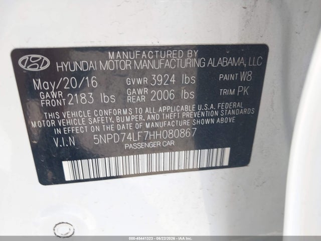 Hyundai ELANTRA SE 2017 5NPD74LF7HH080867 Image 9