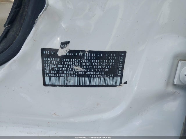 45441327 :رقم المزاد ، 3VWDB7AJ9HM301660 vin ، 2017 Volkswagen Jetta 1.4t Se مزاد بيع