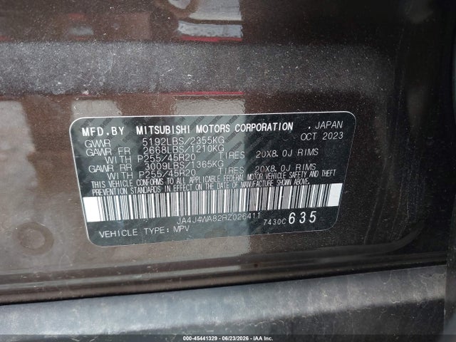 2024 Mitsubishi Outlander Sel 2.5 S-awc მანქანა იყიდება აუქციონზე, vin: JA4J4WA82RZ026411, აუქციონის ნომერი: 45441329