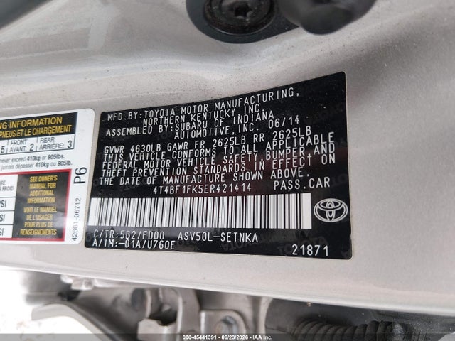 Aukcja sprzedaży 2014 Toyota Camry Le, vin: 4T4BF1FK5ER421414, numer aukcji: 45441391