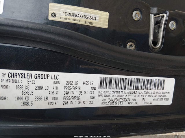 45441435 :رقم المزاد ، 1C4NJPBAXED533474 vin ، 2014 Jeep Patriot Sport مزاد بيع