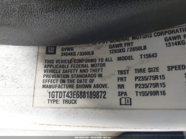 Продаж на аукціоні авто 2008 Gmc Canyon Sle2, vin: 1GTDT43E688189872, номер лоту: 45441436