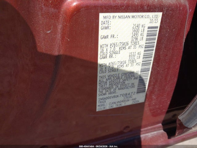 Nissan Frontier Pro-4x 2016 1N6AD0EV8GN708472 Image 9