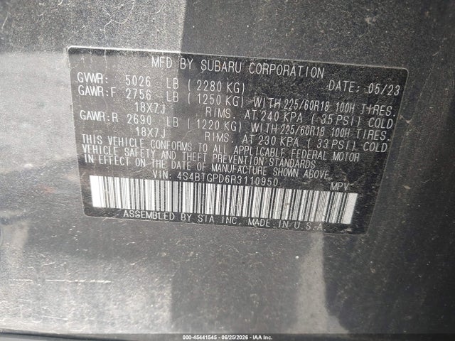 Aukcja sprzedaży 2024 Subaru Outback Touring Xt, vin: 4S4BTGPD6R3110950, numer aukcji: 45441545