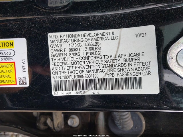 19XFL1G88NE001799 Honda Civic Sport Touring