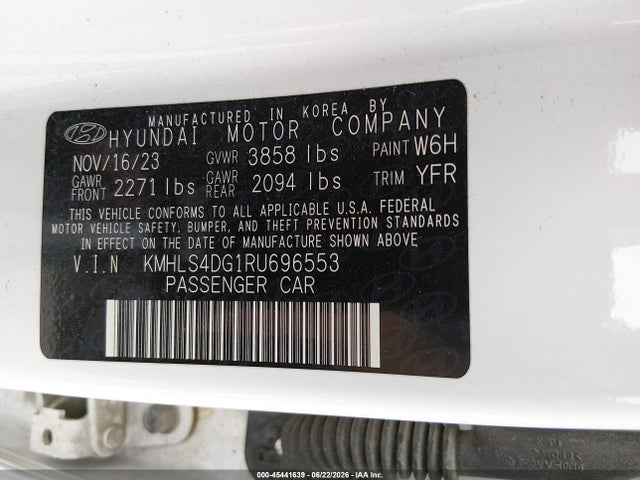 2024 Hyundai Elantra Sel მანქანა იყიდება აუქციონზე, vin: KMHLS4DG1RU696553, აუქციონის ნომერი: 45441639
