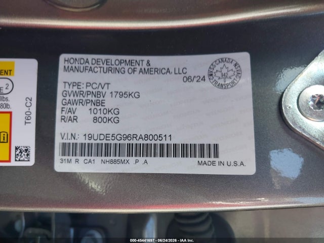 Aukcja sprzedaży 2024 Acura Integra Type S, vin: 19UDE5G96RA800511, numer aukcji: 45441697