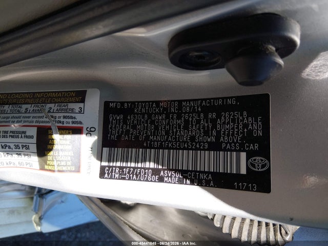 45441845 :رقم المزاد ، 4T1BF1FK5EU452429 vin ، 2014 Toyota Camry Le مزاد بيع