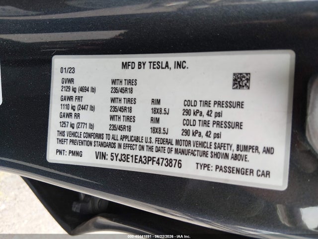 Tesla Model 3 Rear-wheel Drive 2023 5YJ3E1EA3PF473876 Image 9