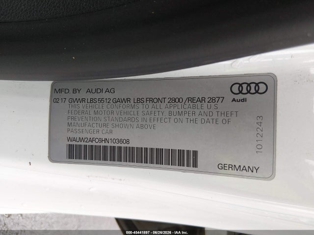 Продажа на аукционе авто 2017 Audi A7 Premium Plus, vin: WAUW2AFC6HN103608, номер лота: 45441897
