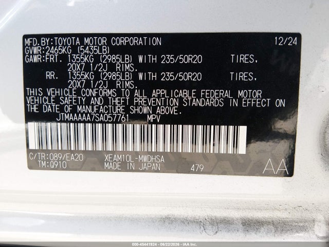 JTMAAAAA7SA057761 Toyota Bz4x Limited