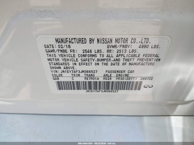 Продажа на аукционе авто 2018 Infiniti Q50 3.0t Luxe, vin: JN1EV7AP3JM366527, номер лота: 45441930