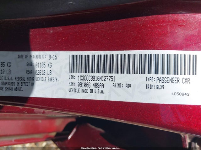 Aukcja sprzedaży 2016 Chrysler 200 S, vin: 1C3CCCBB1GN127751, numer aukcji: 45441960