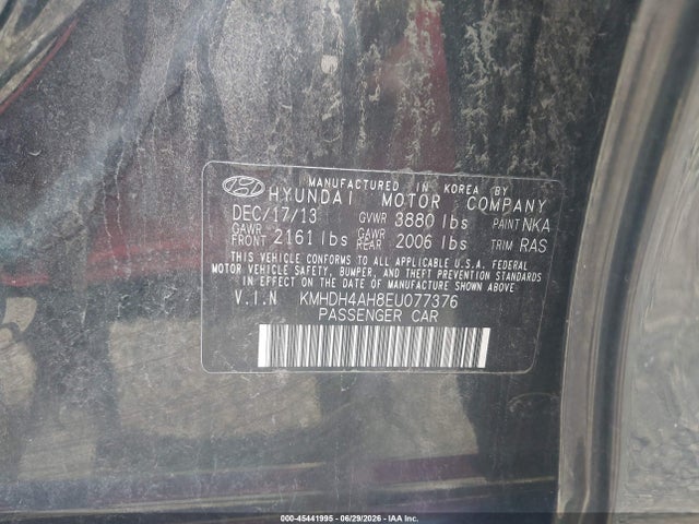2014 Hyundai Elantra Sport მანქანა იყიდება აუქციონზე, vin: KMHDH4AH8EU077376, აუქციონის ნომერი: 45441995