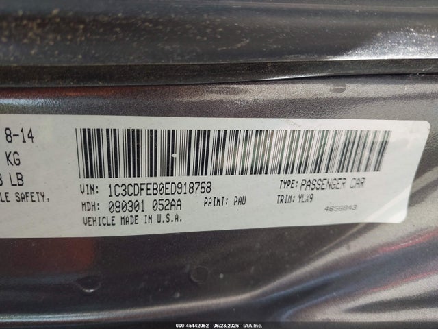 45442052 :رقم المزاد ، 1C3CDFEB0ED918768 vin ، 2014 Dodge Dart Gt مزاد بيع