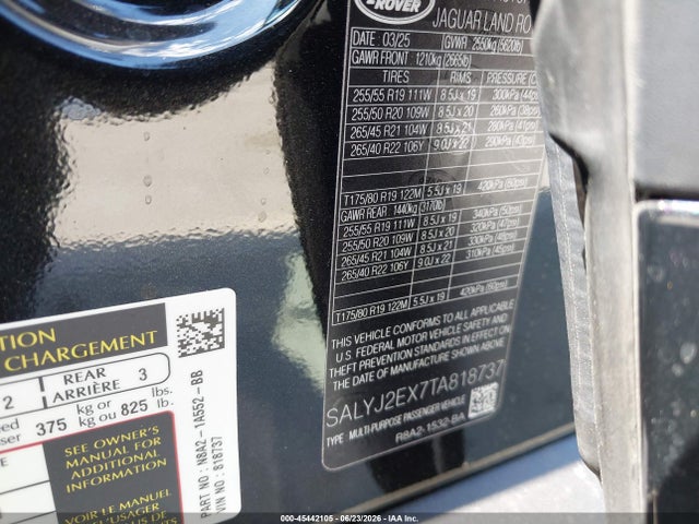 SALYJ2EX7TA818737 Land Rover Range Rover Velar S