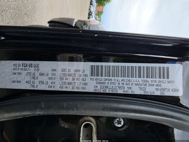 Продажа на аукционе авто 2020 Ram 3500 Laramie  4x4 8' Box, vin: 3C63RRJL2LG179570, номер лота: 45442122