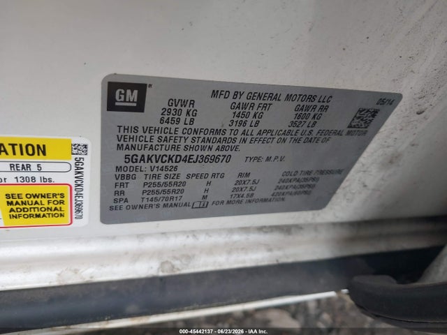 Aukcja sprzedaży 2014 Buick Enclave Premium, vin: 5GAKVCKD4EJ369670, numer aukcji: 45442137