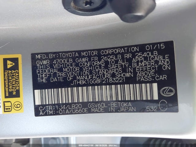 Lexus ES 350 2015 JTHBK1GG8F2183221 Image 9