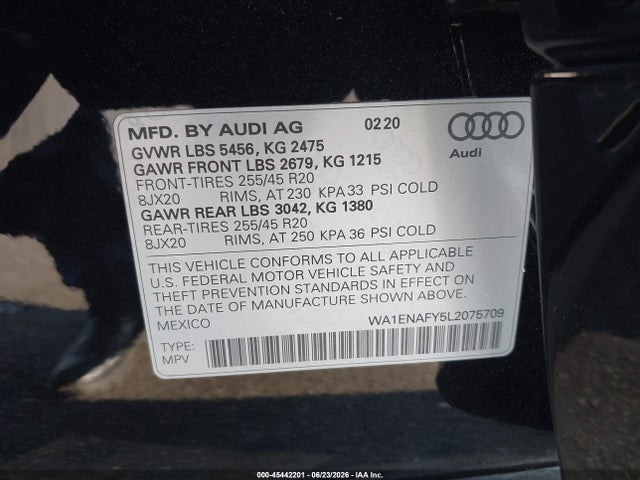 WA1ENAFY5L2075709 Audi Q5 Titanium Premium Plus 45 Tfsi Quattro S Tronic
