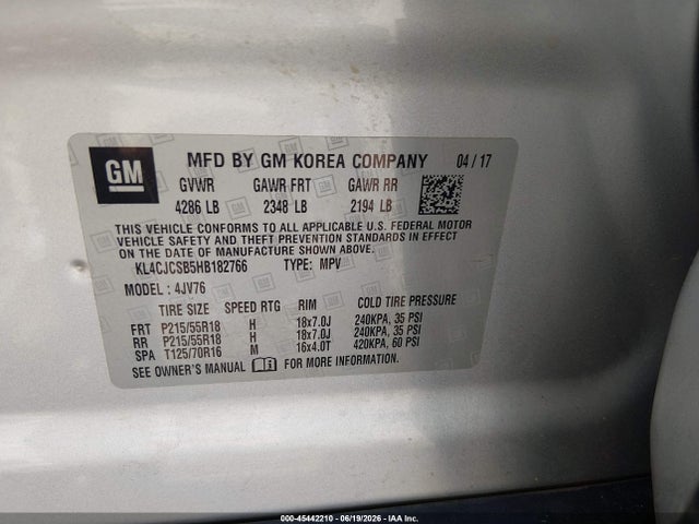 Auction sale of the 2017 Buick Encore Essence, vin: KL4CJCSB5HB182766, lot number: 45442210