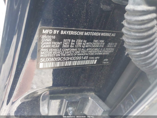 45442212 :رقم المزاد ، 5UXWX9C50H0D99149 vin ، 2017 Bmw X3 Xdrive28i مزاد بيع
