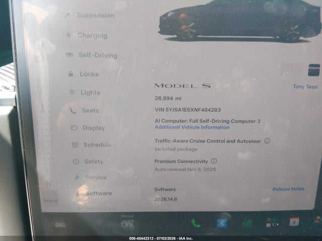 Продажа на аукционе авто 2022 Tesla Model S Dual Motor All-wheel Drive, vin: 5YJSA1E5XNF484283, номер лота: 45442312