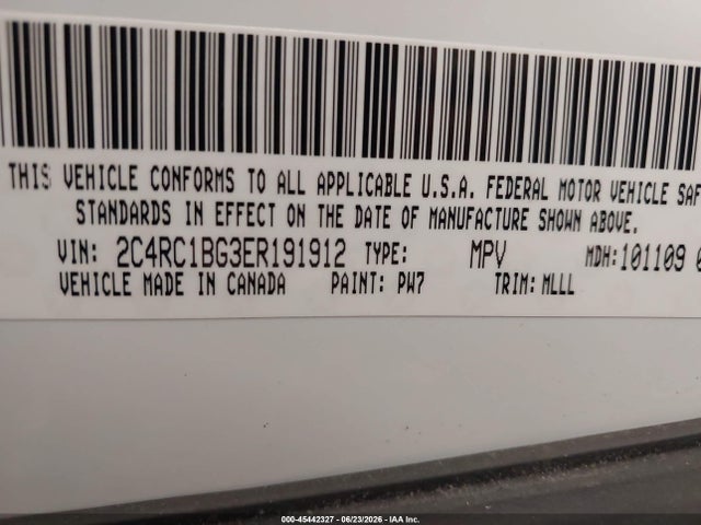45442327 :رقم المزاد ، 2C4RC1BG3ER191912 vin ، 2014 Chrysler Town & Country Touring مزاد بيع