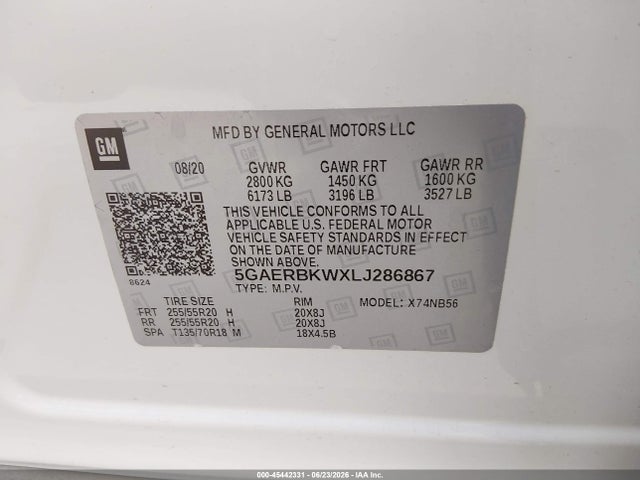 2020 Buick Enclave Fwd Essence მანქანა იყიდება აუქციონზე, vin: 5GAERBKWXLJ286867, აუქციონის ნომერი: 45442331