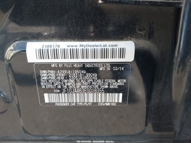 Subaru Impreza 2.0i 2014 JF1GJAA63EG018355 Image 9