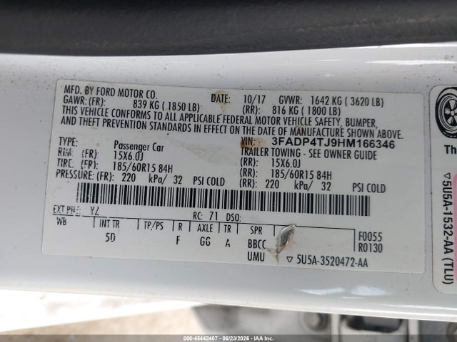 Ford FIESTA S 2017 3FADP4TJ9HM166346 Image 9