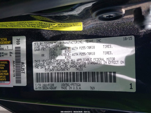 5TFDW5F18GX508747 Toyota Tundra Sr5 5.7l V8