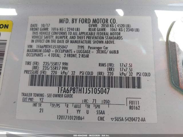 Ford Mustang Ecoboost 2018 1FA6P8TH1J5105047 Image 9