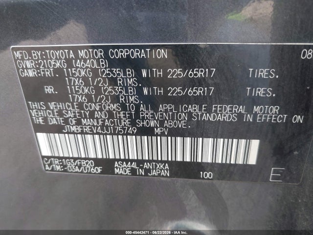 Toyota RAV4 LE 2018 JTMBFREV4JJ175749 Image 9