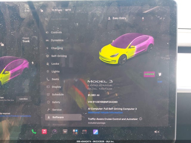 Auction sale of the 2022 Tesla Model 3 Long Range Dual Motor All-wheel Drive, vin: 5YJ3E1EB8NF244390, lot number: 45442474