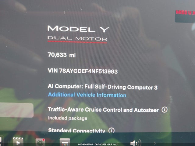 Продажа на аукционе авто 2022 Tesla Model Y Performance Dual Motor All-wheel Drive, vin: 7SAYGDEF4NF513993, номер лота: 45442501