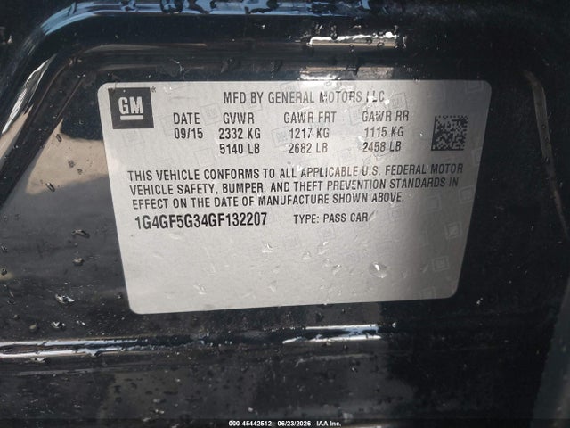 Продажа на аукционе авто 2016 Buick Lacrosse Premium Ii, vin: 1G4GF5G34GF132207, номер лота: 45442512