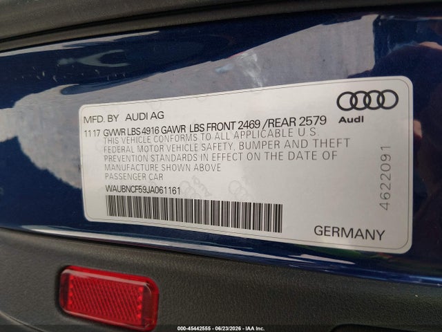 45442555 :رقم المزاد ، WAUBNCF59JA061161 vin ، 2018 Audi A5 2.0t Premium مزاد بيع