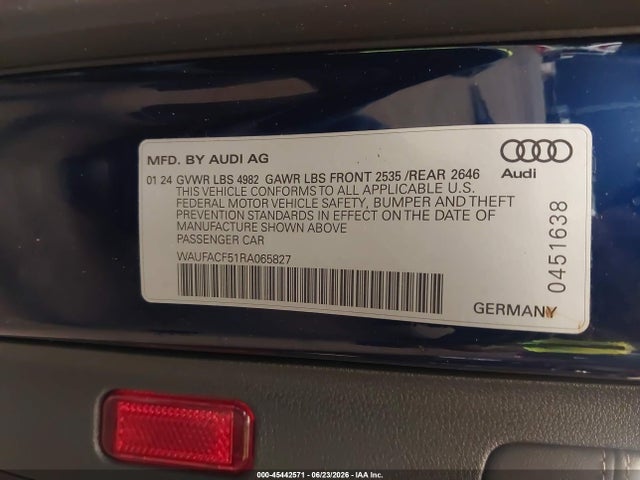 Aukcja sprzedaży 2024 Audi A5 Sportback Premium Plus 45 Tfsi Quattro S Tronic, vin: WAUFACF51RA065827, numer aukcji: 45442571