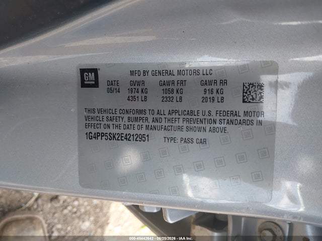 Aukcja sprzedaży 2014 Buick Verano, vin: 1G4PP5SK2E4212951, numer aukcji: 45442642