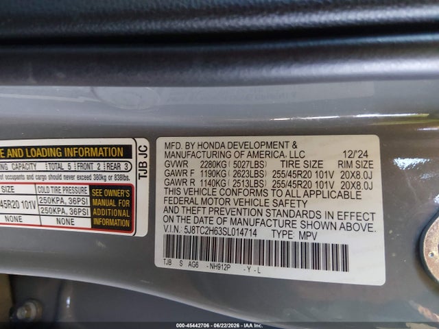 2025 Acura Rdx A-spec მანქანა იყიდება აუქციონზე, vin: 5J8TC2H63SL014714, აუქციონის ნომერი: 45442706
