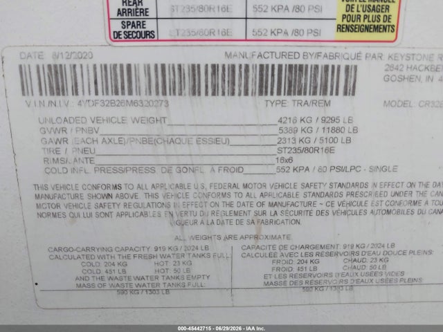 Keystone Rv Other 2021 4YDF32B26M6320273 Image 9
