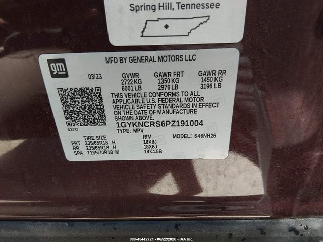 Aukcja sprzedaży 2023 Cadillac Xt5 Fwd Premium Luxury, vin: 1GYKNCRS6PZ191004, numer aukcji: 45442721