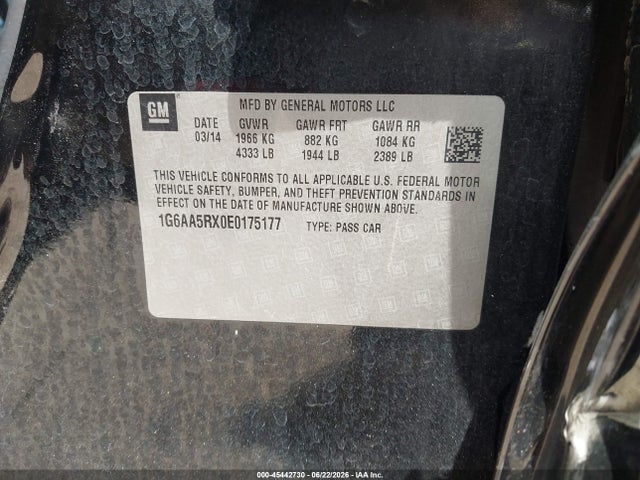 Aukcja sprzedaży 2014 Cadillac Ats Standard, vin: 1G6AA5RX0E0175177, numer aukcji: 45442730