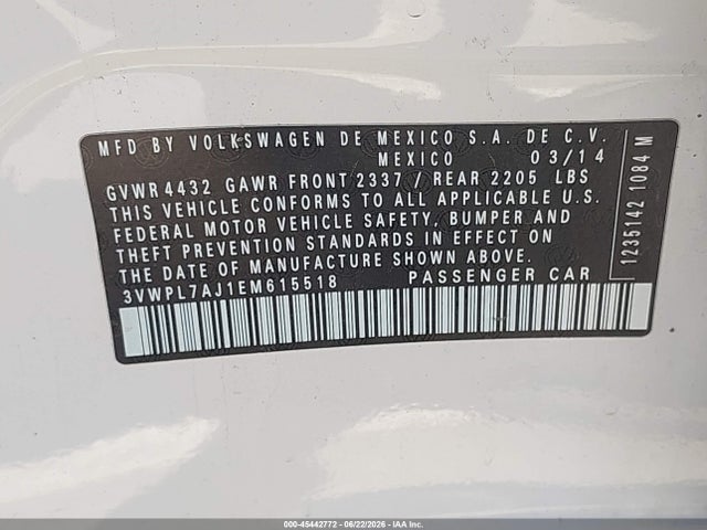 3VWPL7AJ1EM615518 Volkswagen Jetta Sportwagen 2.0l Tdi