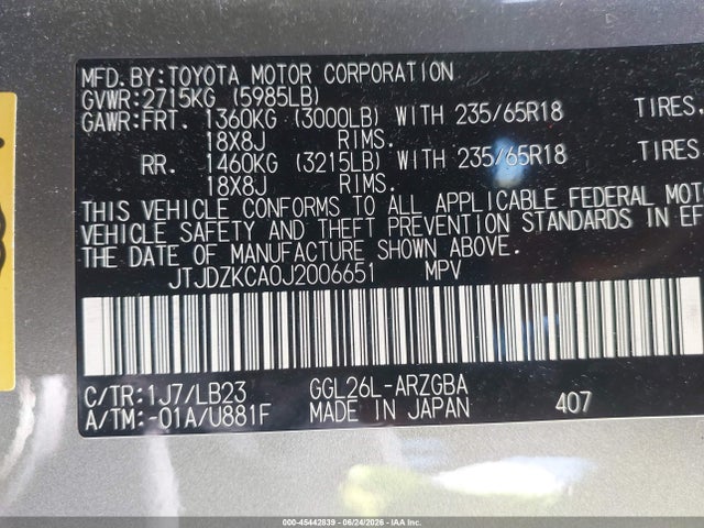 Aukcja sprzedaży 2018 Lexus Rx 350l Premium, vin: JTJDZKCA0J2006651, numer aukcji: 45442839
