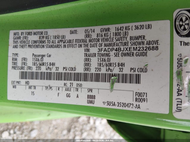 Ford FIESTA SE 2014 3FADP4BJXEM232688 Image 9