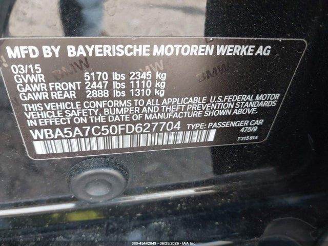 Aukcja sprzedaży 2015 Bmw 528i Xdrive, vin: WBA5A7C50FD627704, numer aukcji: 45442849