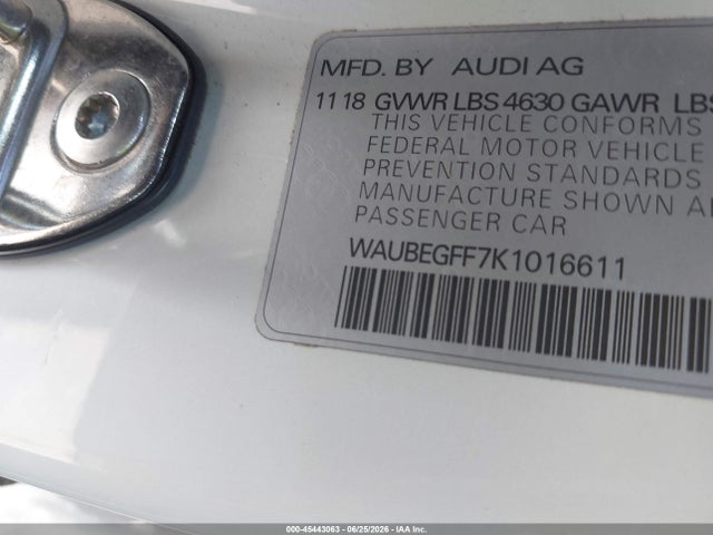 Продажа на аукционе авто 2019 Audi A3 45 Premium, vin: WAUBEGFF7K1016611, номер лота: 45443063