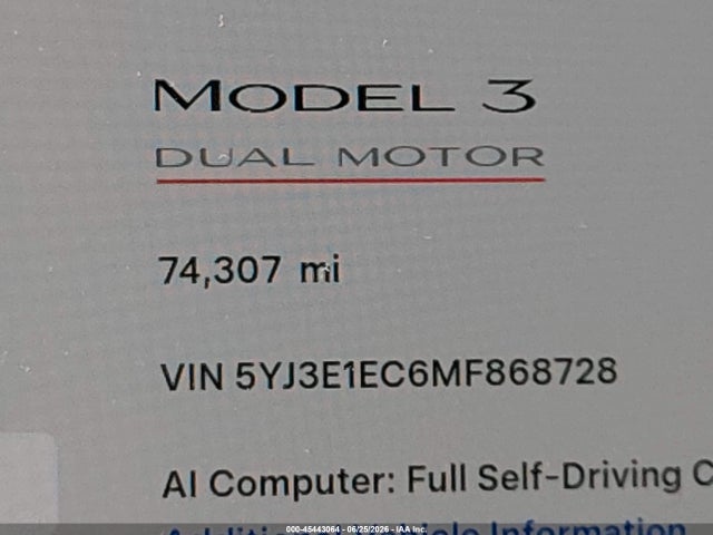 Продаж на аукціоні авто 2021 Tesla Model 3 Performance Dual Motor All-wheel Drive, vin: 5YJ3E1EC6MF868728, номер лоту: 45443064